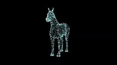 发光立体动物马AE模板视频素材视频的预览图